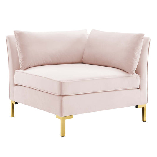 Ardent Performance Velvet Sectional Sofa Corner Chair Pink EEI-3985-PNK