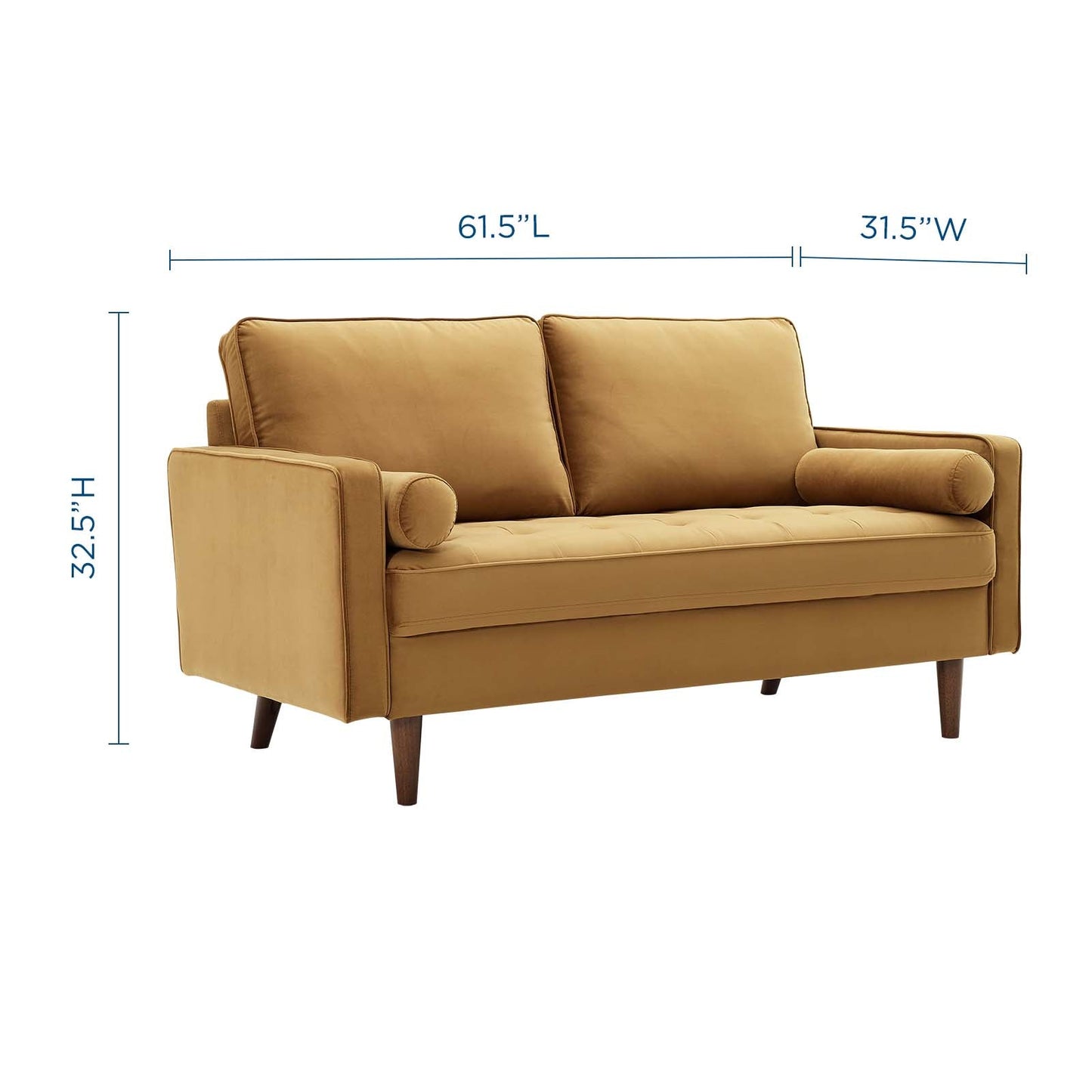 Valour Performance Velvet Loveseat Cognac EEI-4004-COG