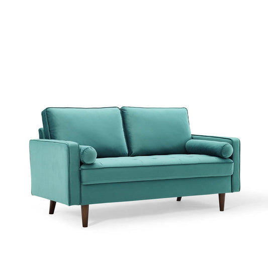 Valour Performance Velvet Loveseat Teal EEI-4004-TEA