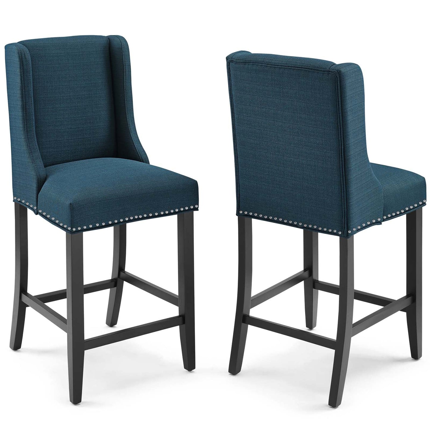 Baron Counter Stool Upholstered Fabric Set of 2 Azure EEI-4016-AZU