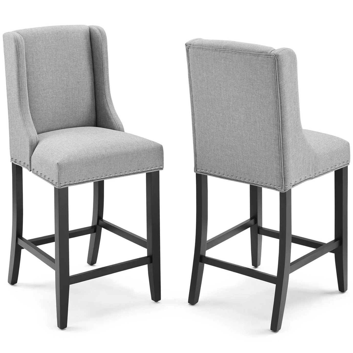 Baron Counter Stool Upholstered Fabric Set of 2 Light Gray EEI-4016-LGR