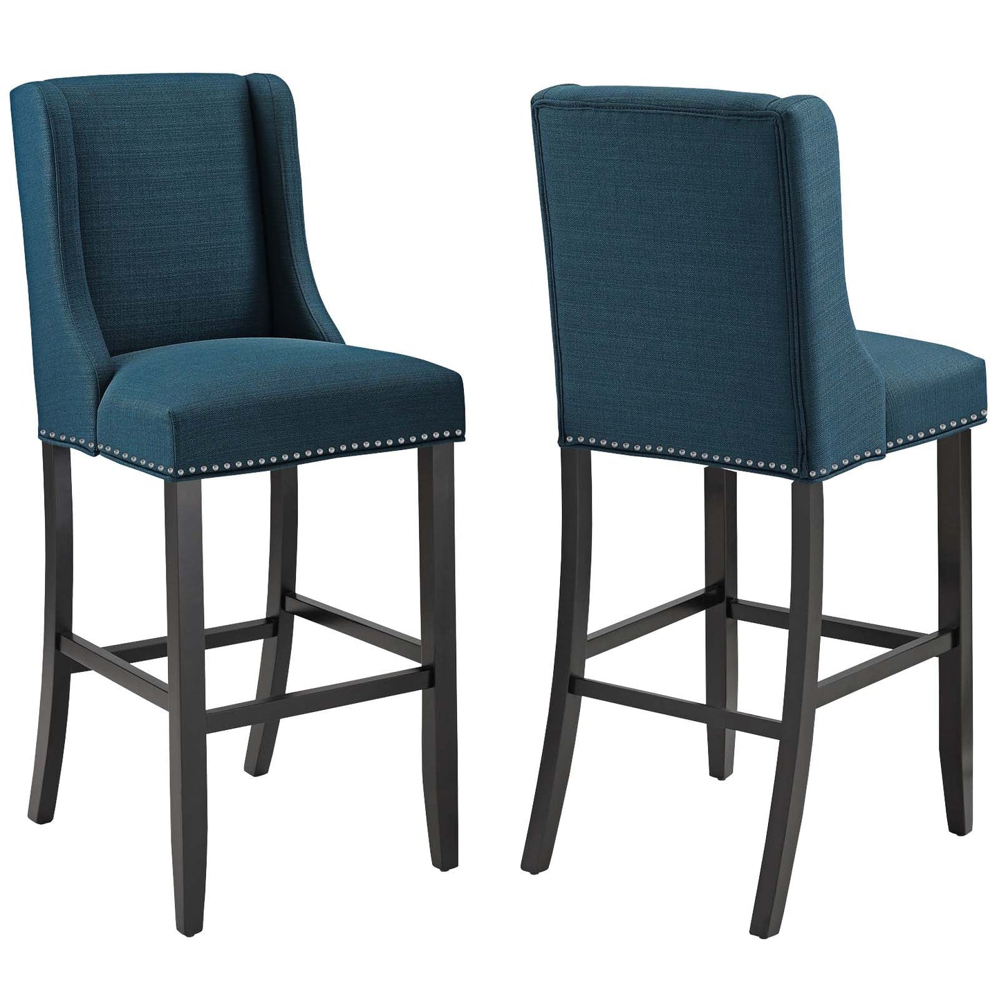 Baron Bar Stool Upholstered Fabric Set of 2 Azure EEI-4018-AZU