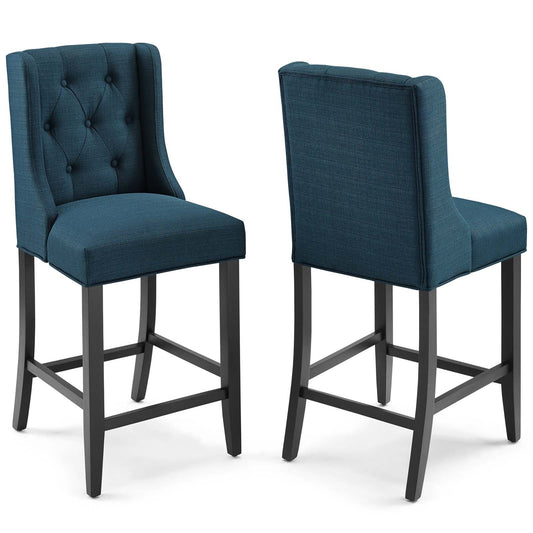 Baronet Counter Bar Stool Upholstered Fabric Set of 2 Azure EEI-4020-AZU