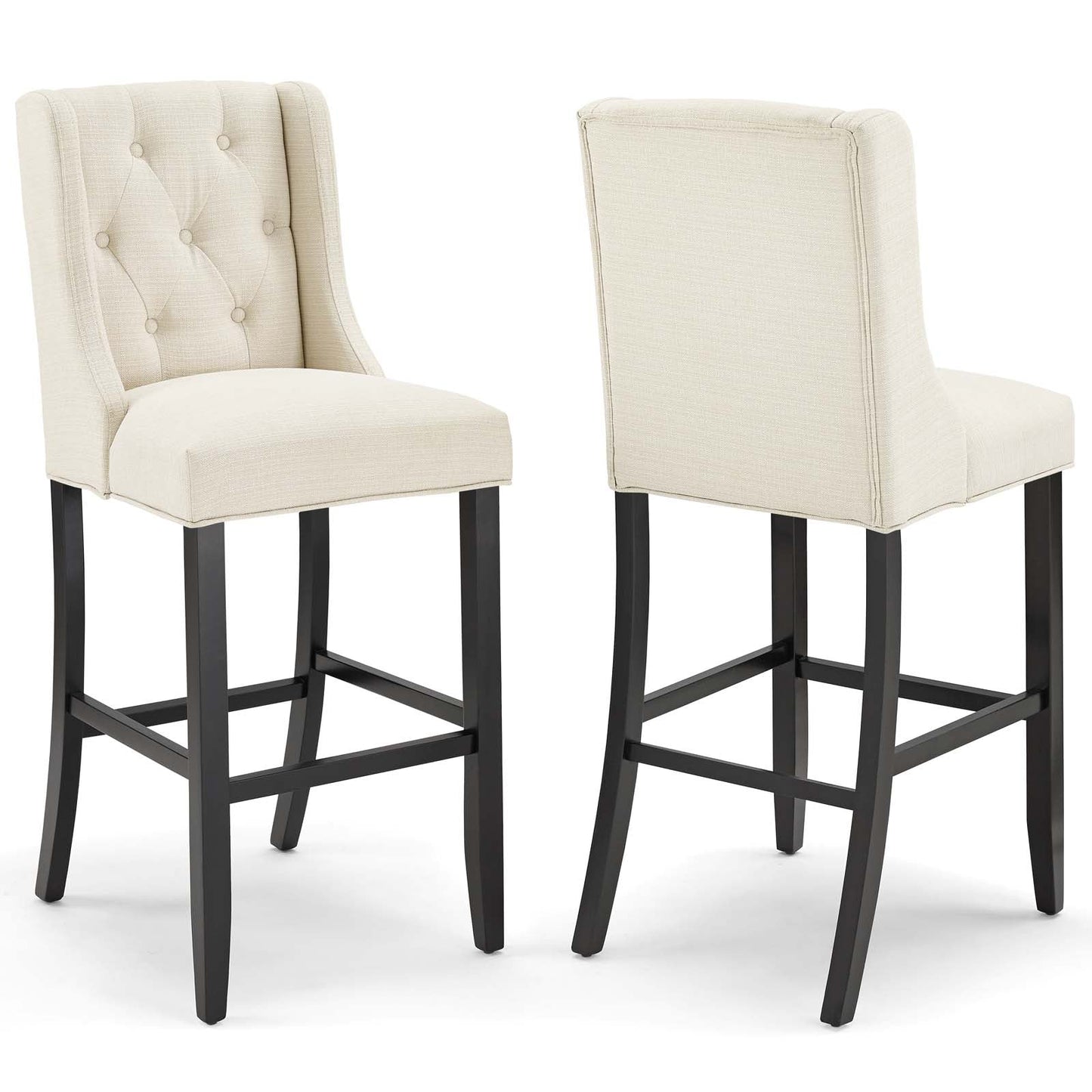 Baronet Bar Stool Upholstered Fabric Set of 2 Beige EEI-4022-BEI