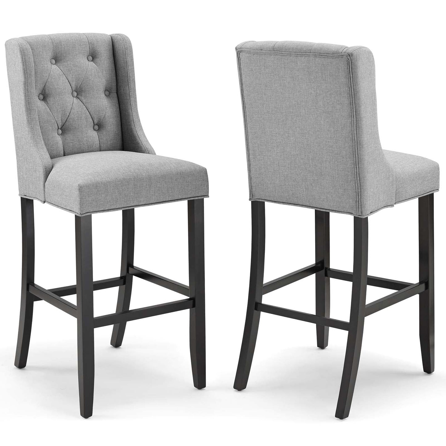 Baronet Bar Stool Upholstered Fabric Set of 2 Light Gray EEI-4022-LGR