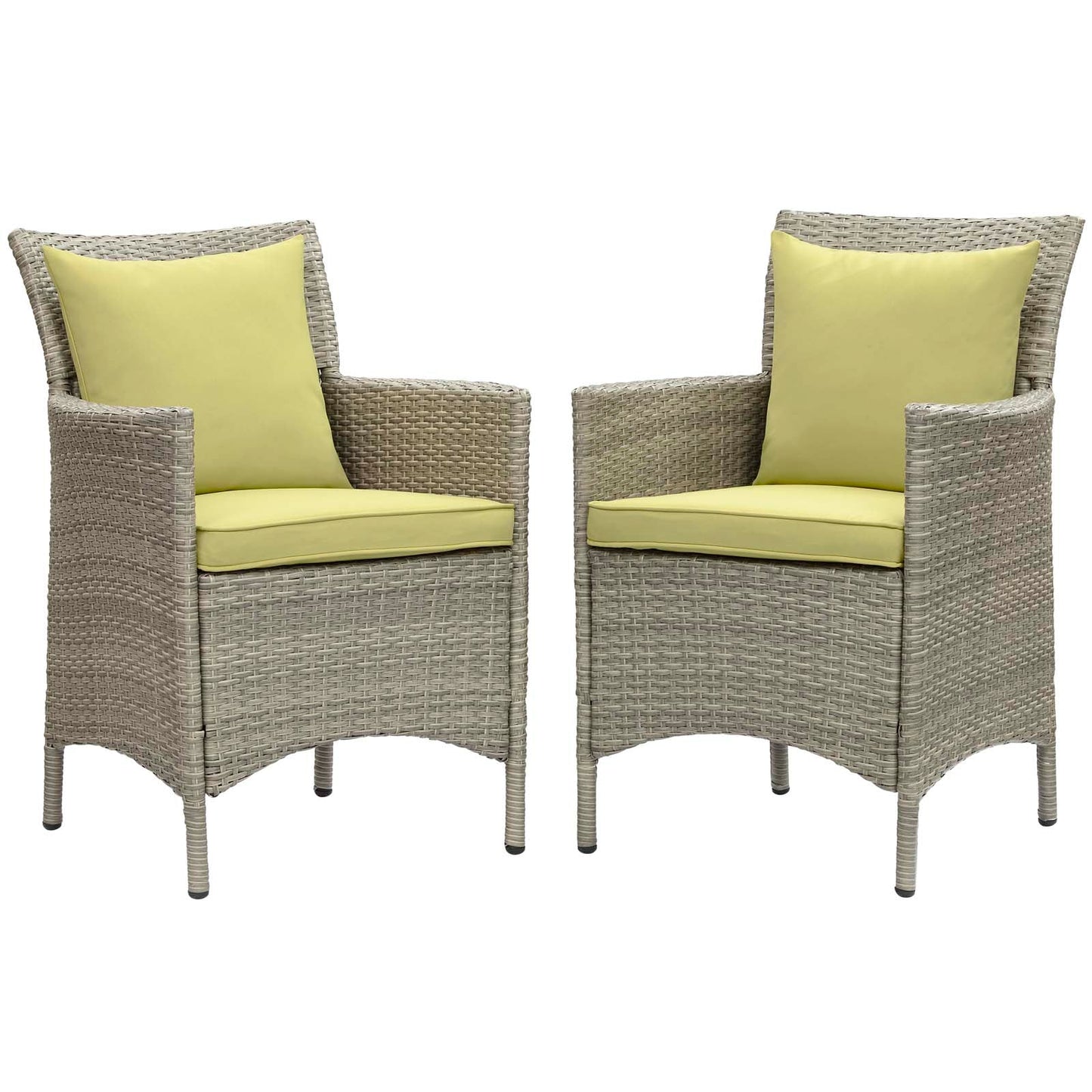 Conduit Outdoor Patio Wicker Rattan Dining Armchair Set of 2 Light Gray Peridot EEI-4027-LGR-PER