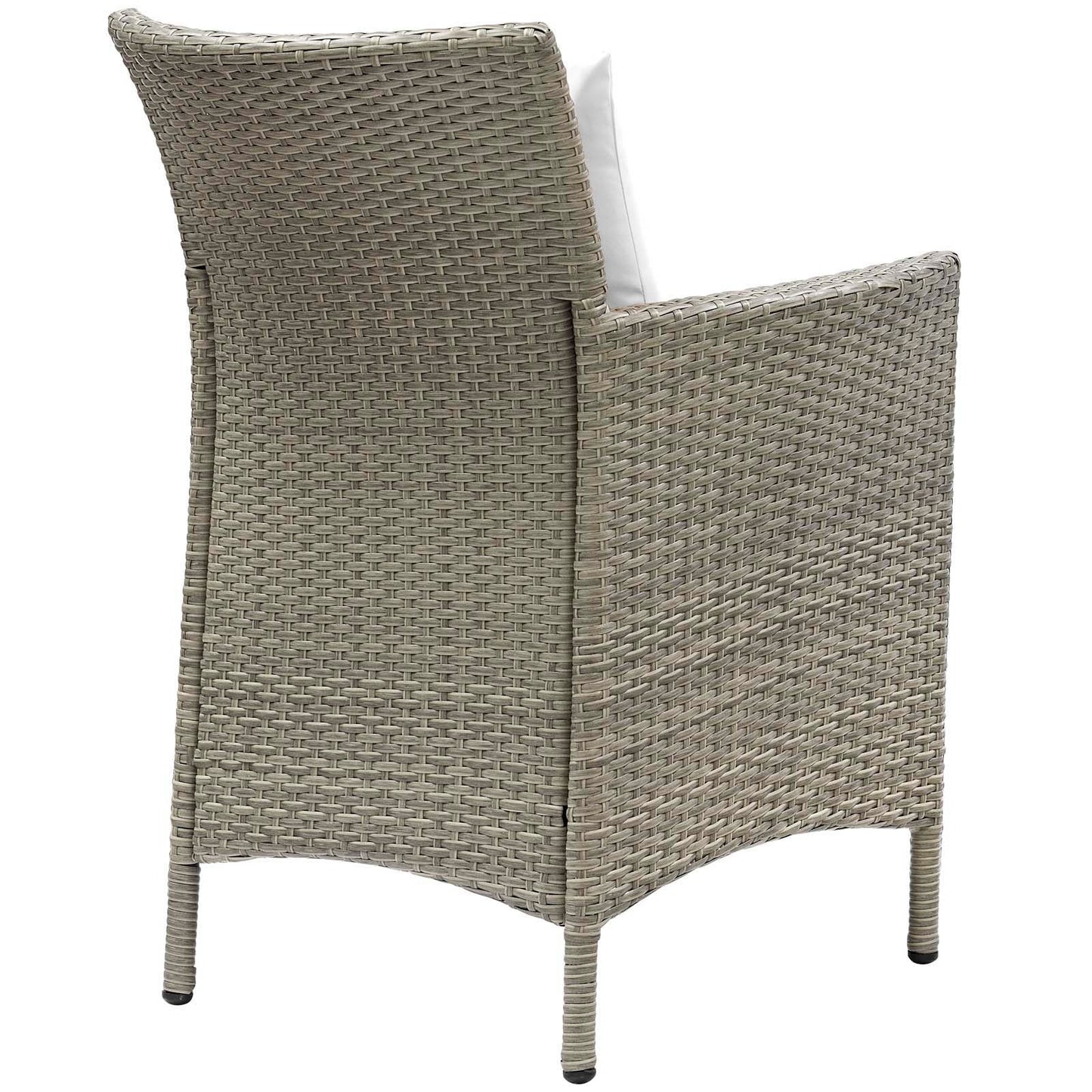 Conduit Outdoor Patio Wicker Rattan Dining Armchair Set of 2 Light Gray White EEI-4027-LGR-WHI