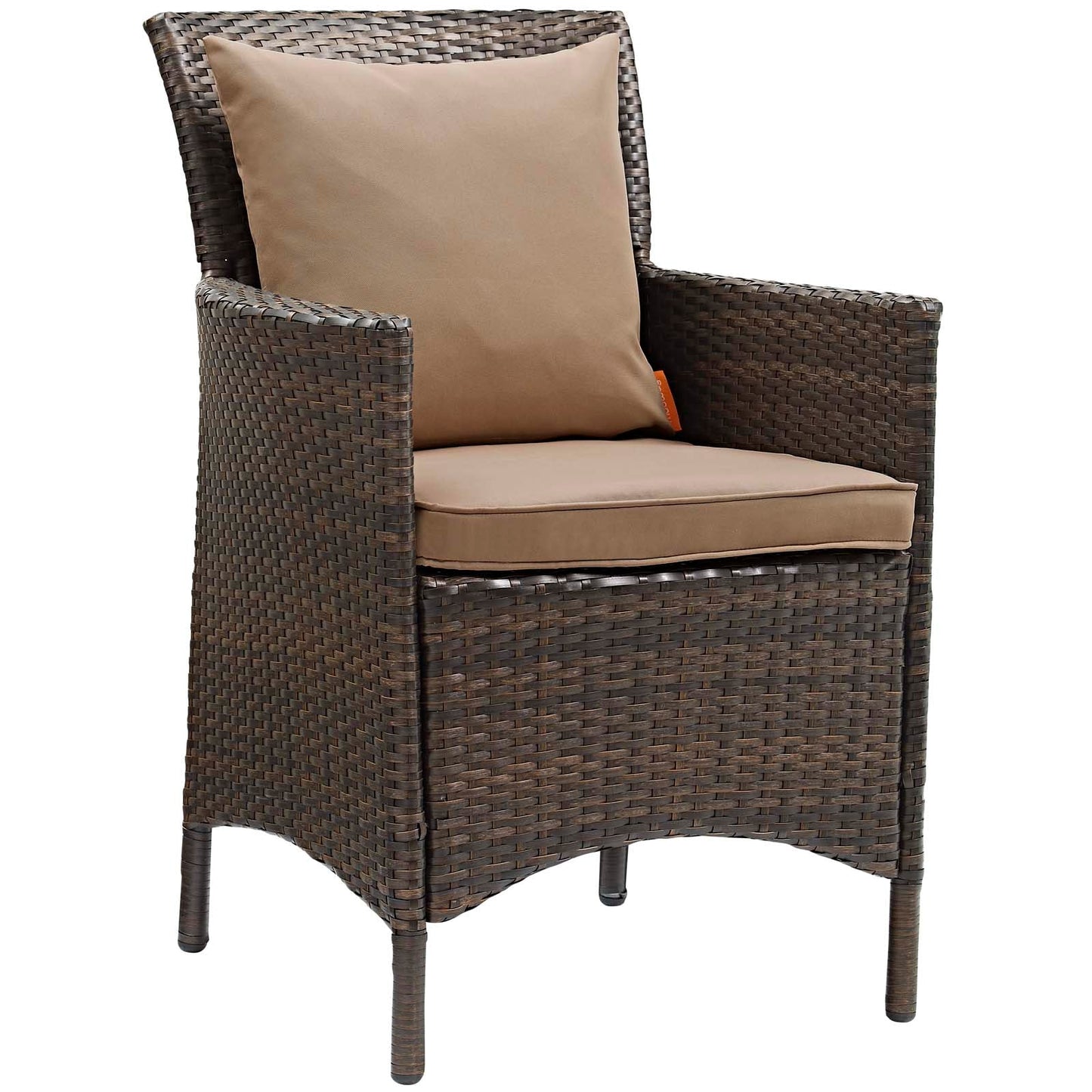 Conduit Outdoor Patio Wicker Rattan Dining Armchair Set of 2 Brown Mocha EEI-4030-BRN-MOC