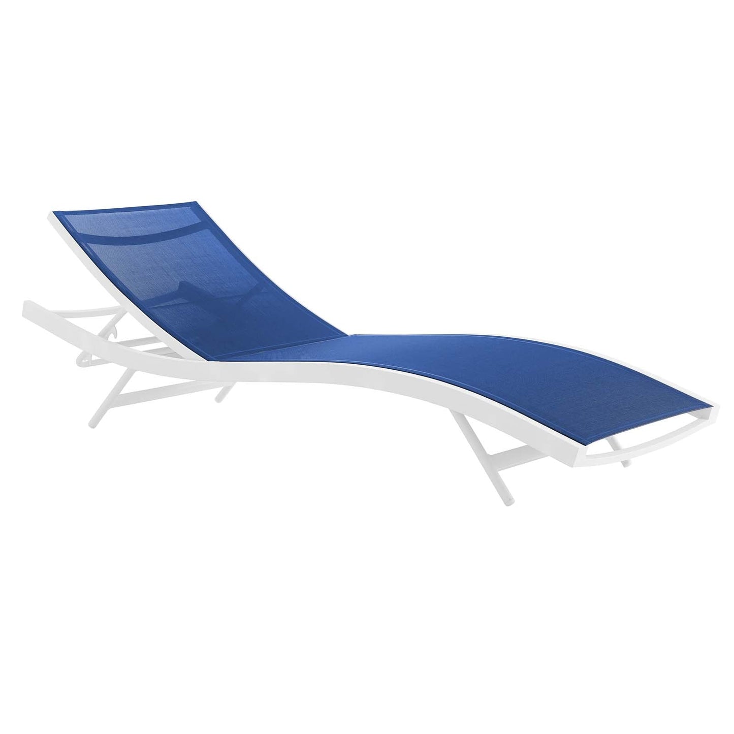 Glimpse Outdoor Patio Mesh Chaise Lounge Set of 2 White Navy EEI-4038-WHI-NAV