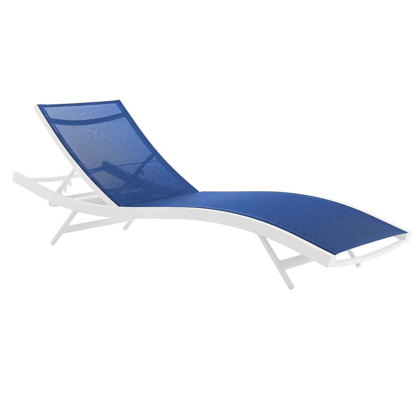 Glimpse Outdoor Patio Mesh Chaise Lounge Set of 2 White Navy EEI-4038-WHI-NAV