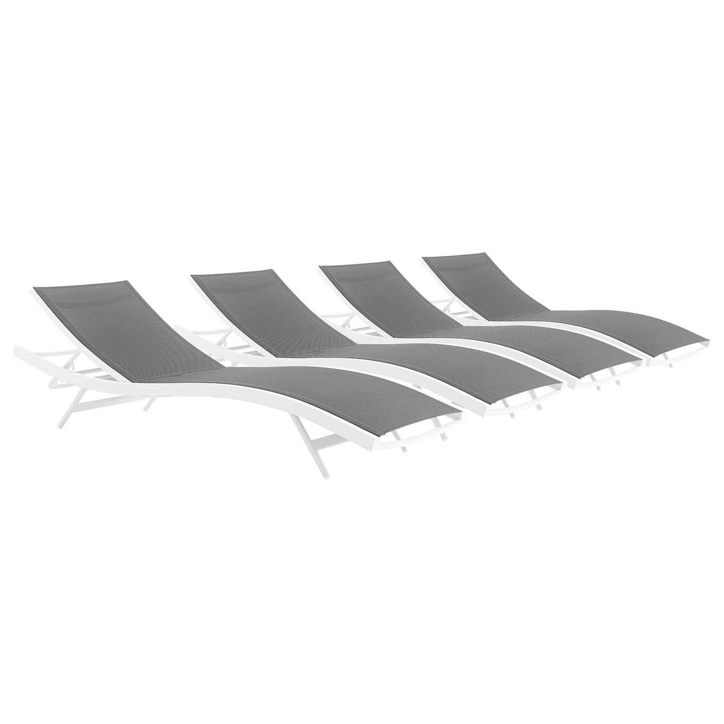 Glimpse Outdoor Patio Mesh Chaise Lounge Set of 4 White Gray EEI-4039-WHI-GRY