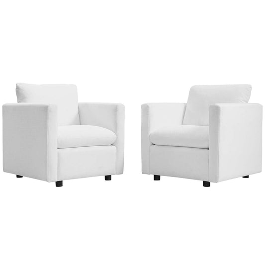 Activate Upholstered Fabric Armchair Set of 2 White EEI-4078-WHI