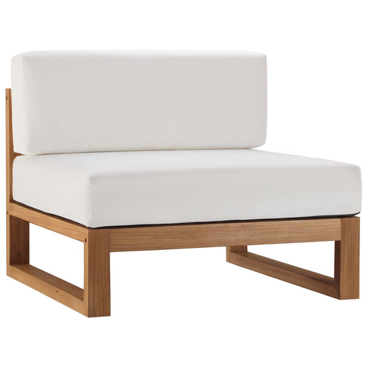 Upland Outdoor Patio Teak Wood Armless Chair Natural White EEI-4125-NAT-WHI