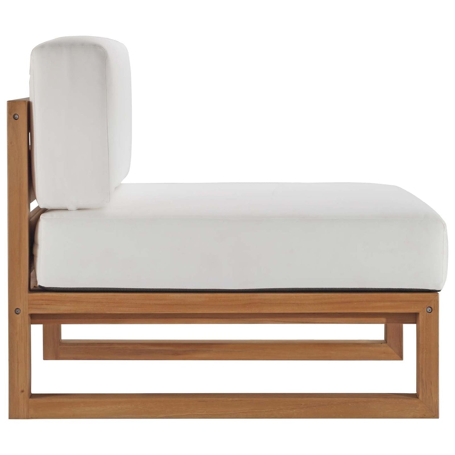 Upland Outdoor Patio Teak Wood Armless Chair Natural White EEI-4125-NAT-WHI