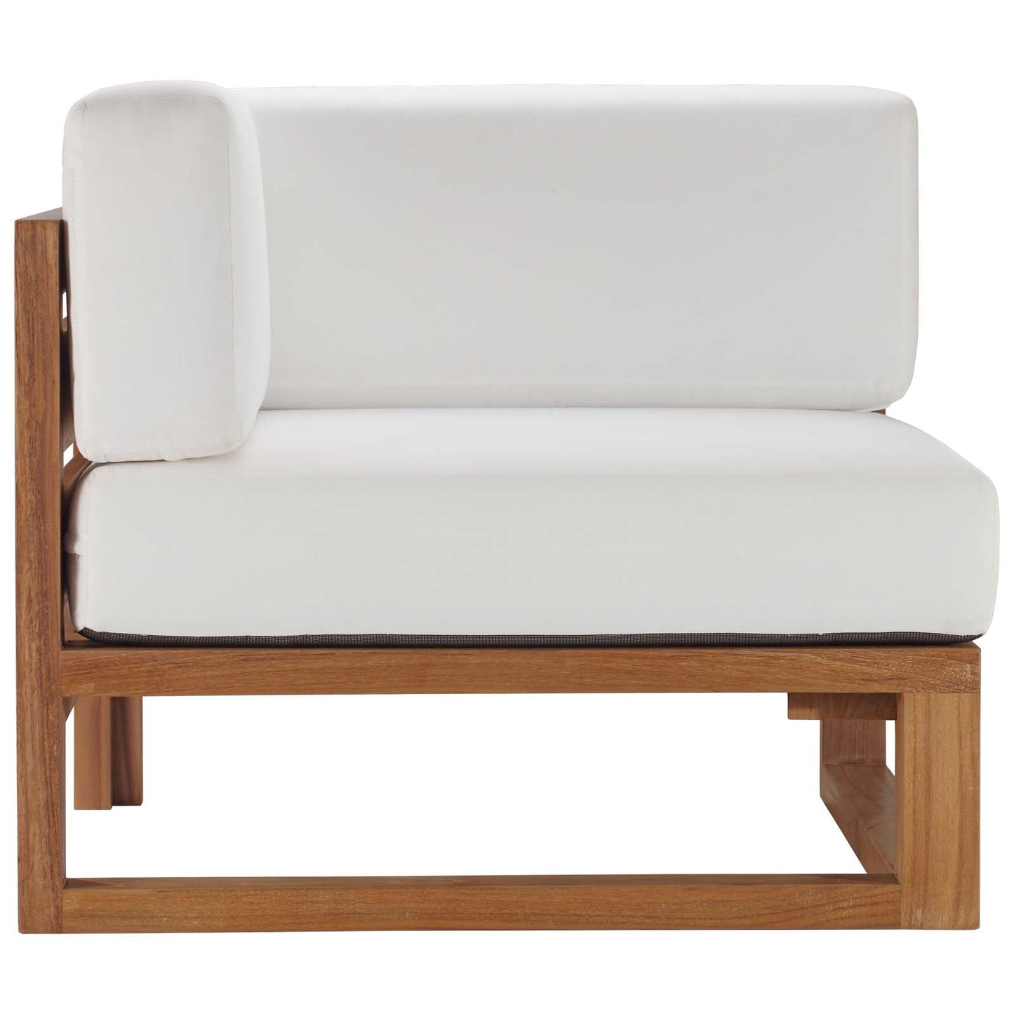 Upland Outdoor Patio Teak Wood Corner Chair Natural White EEI-4126-NAT-WHI