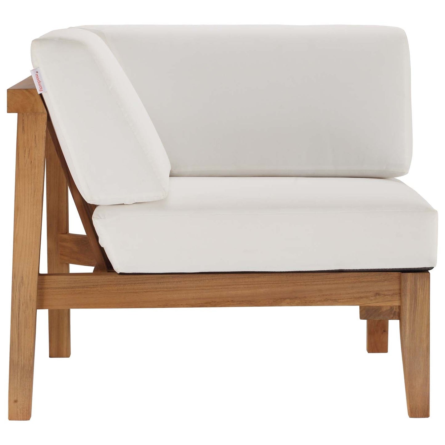 Bayport Outdoor Patio Teak Wood Corner Chair Natural White EEI-4127-NAT-WHI