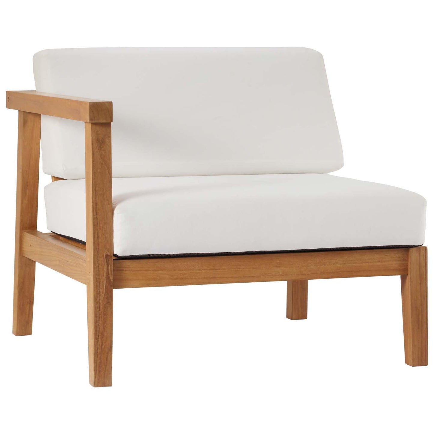 Bayport Outdoor Patio Teak Wood Left-Arm Chair Natural White EEI-4128-NAT-WHI