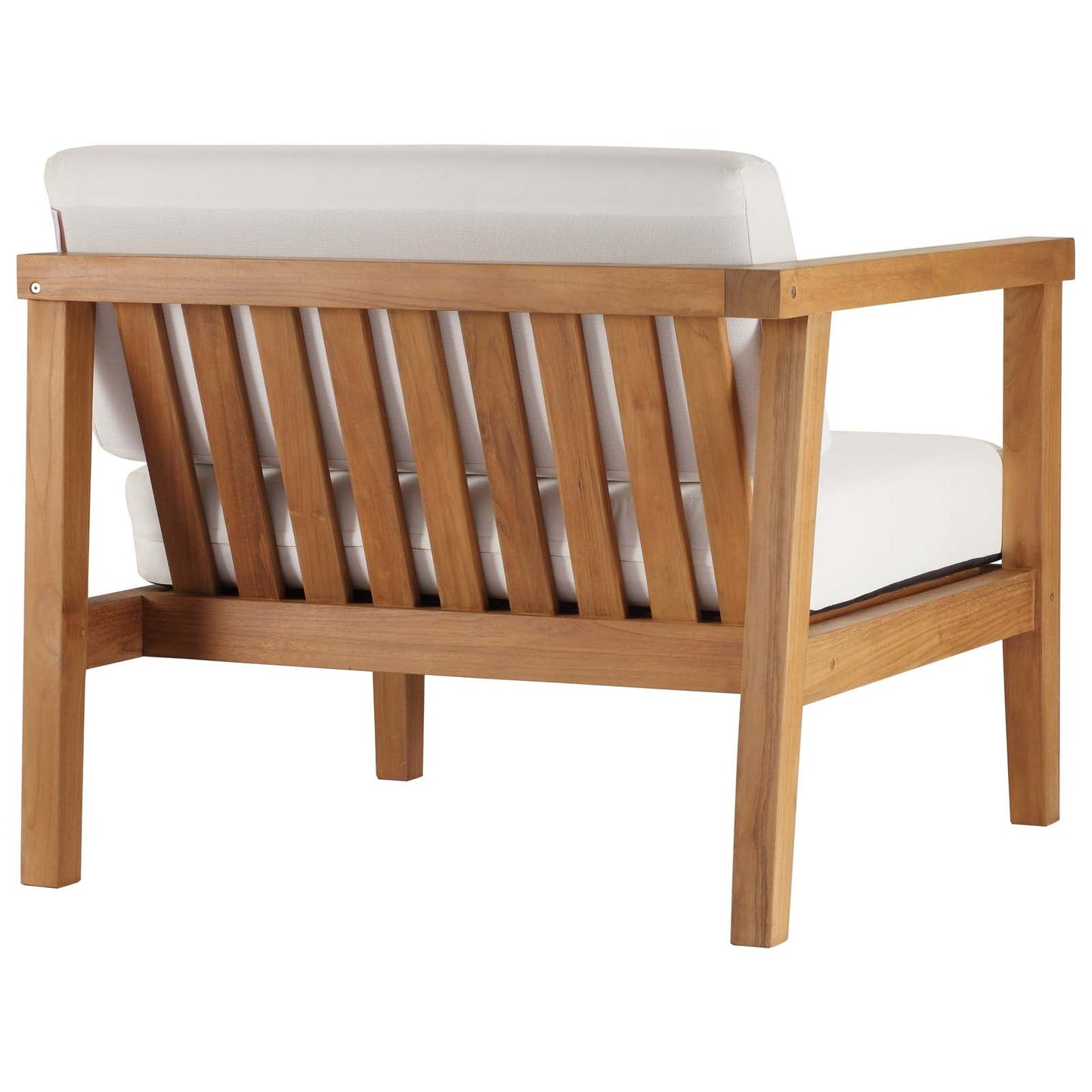 Bayport Outdoor Patio Teak Wood Left-Arm Chair Natural White EEI-4128-NAT-WHI