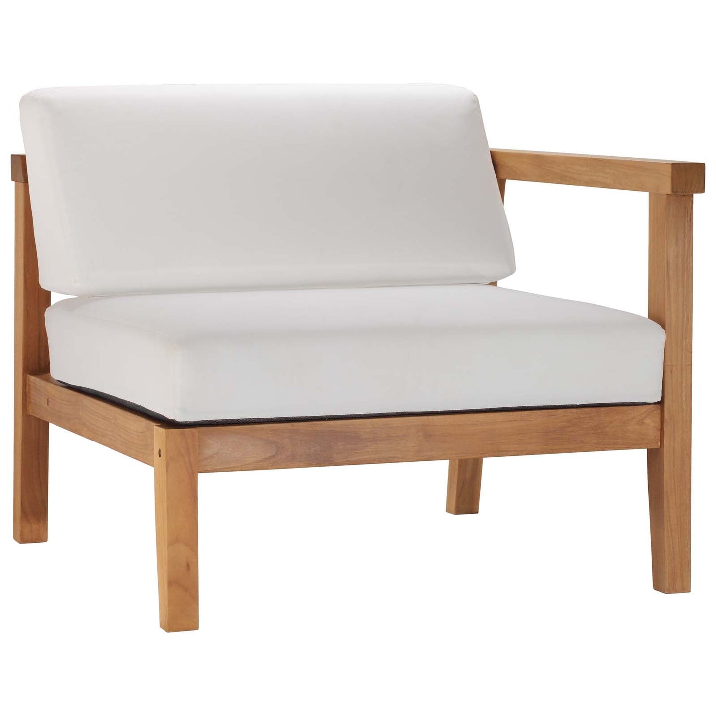 Bayport Outdoor Patio Teak Wood Right-Arm Chair Natural White EEI-4129-NAT-WHI