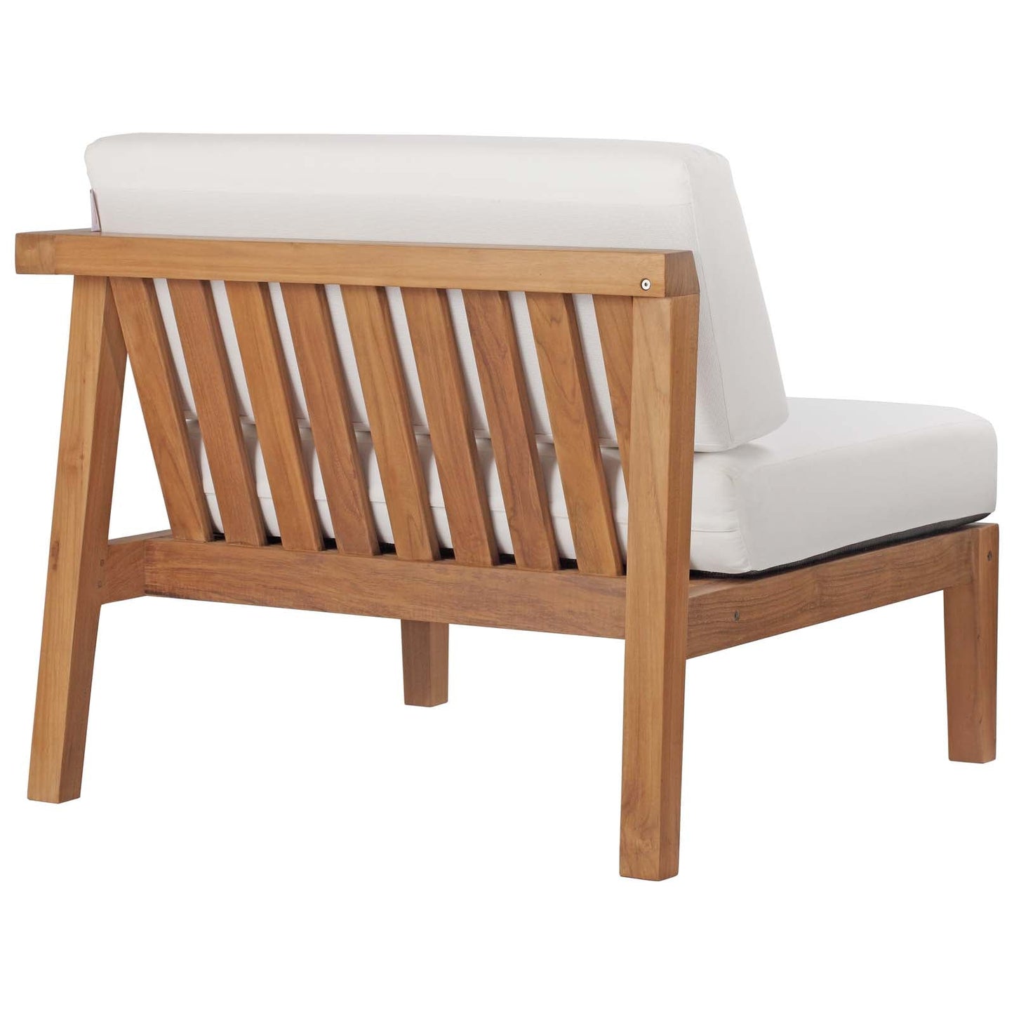 Bayport Outdoor Patio Teak Wood Right-Arm Chair Natural White EEI-4129-NAT-WHI