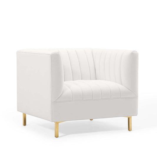 Shift Channel Tufted Performance Velvet Armchair White EEI-4130-WHI