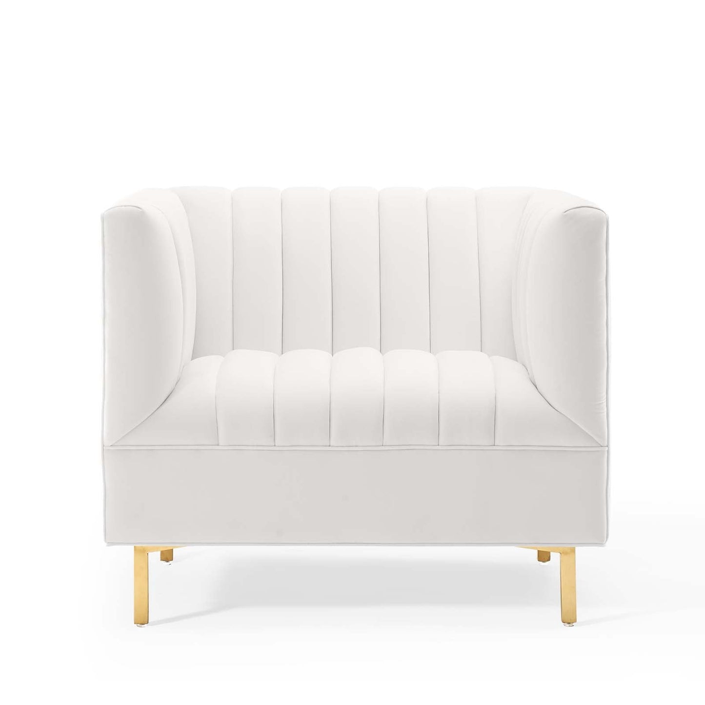 Shift Channel Tufted Performance Velvet Armchair White EEI-4130-WHI