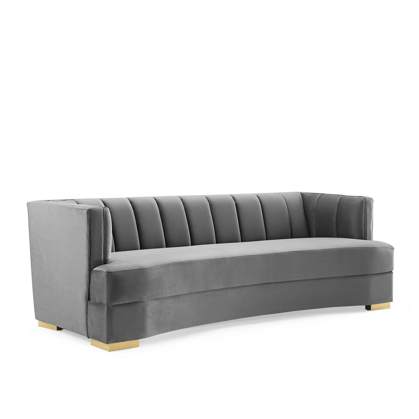 Encompass Channel Tufted Performance Velvet Curved Sofa Gray EEI-4134-GRY