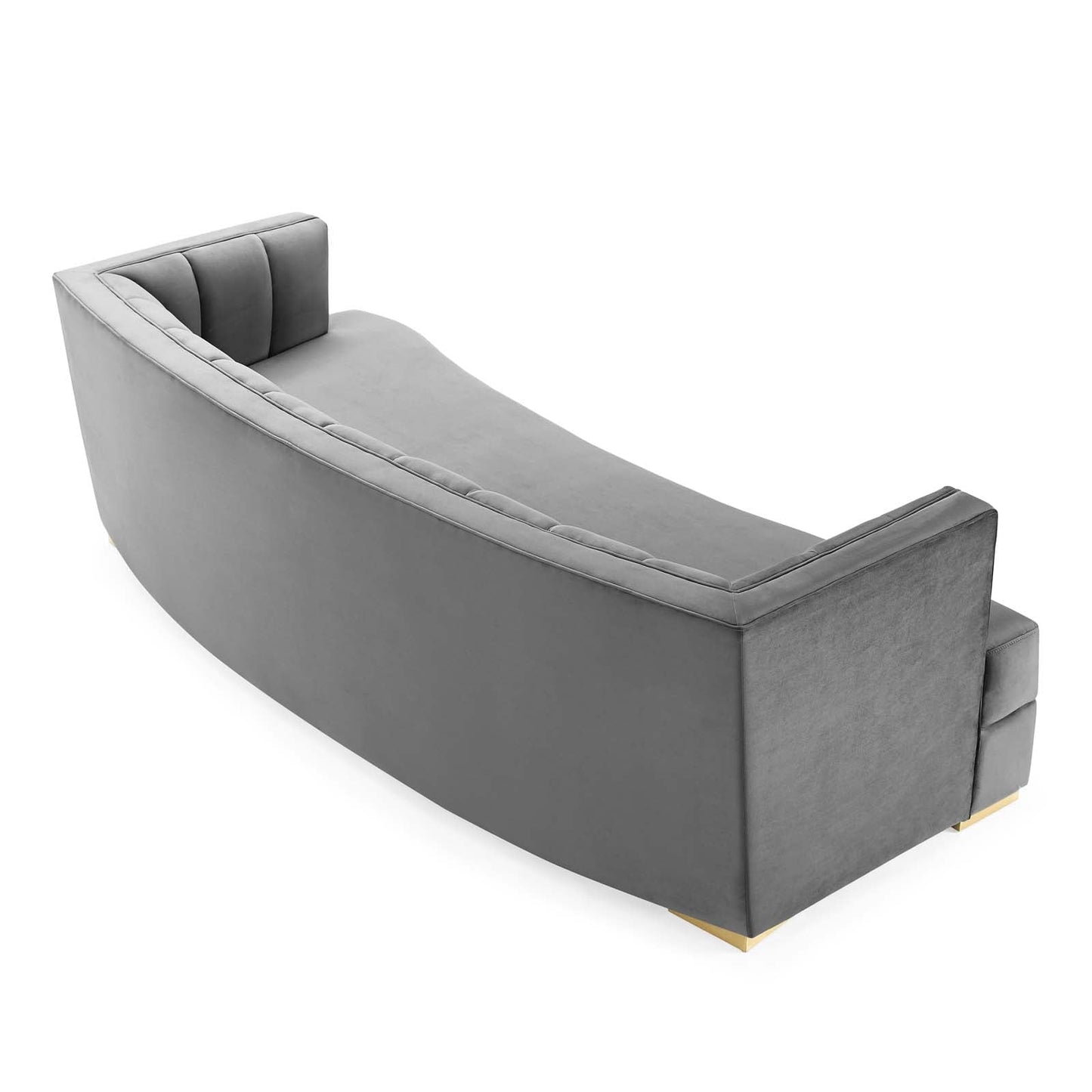 Encompass Channel Tufted Performance Velvet Curved Sofa Gray EEI-4134-GRY