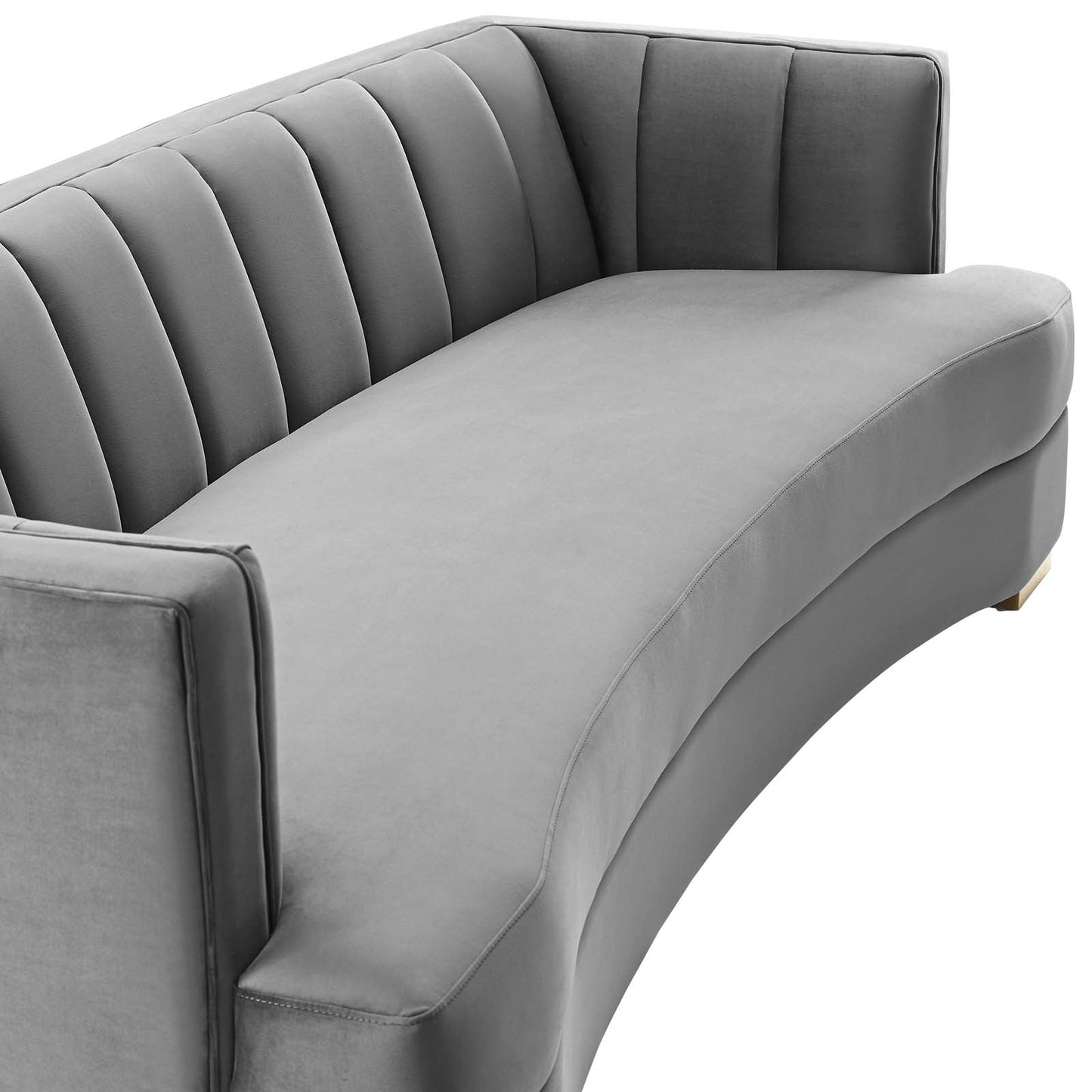 Encompass Channel Tufted Performance Velvet Curved Sofa Gray EEI-4134-GRY