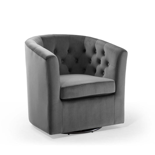 Prospect Tufted Performance Velvet Swivel Armchair Charcoal EEI-4138-CHA