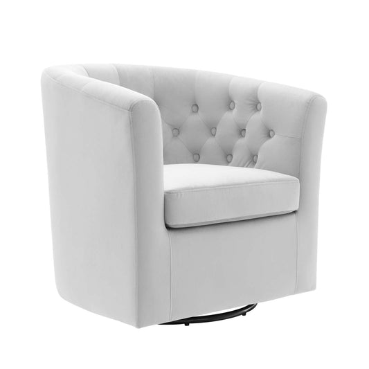 Prospect Tufted Performance Velvet Swivel Armchair Light Gray EEI-4138-LGR