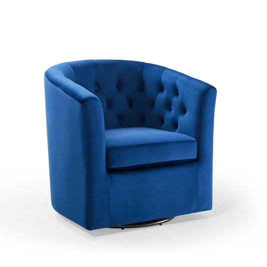 Prospect Tufted Performance Velvet Swivel Armchair Navy EEI-4138-NAV