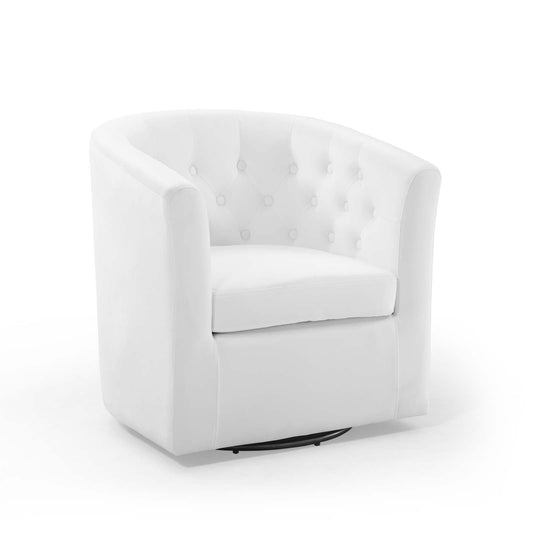 Prospect Tufted Performance Velvet Swivel Armchair White EEI-4138-WHI