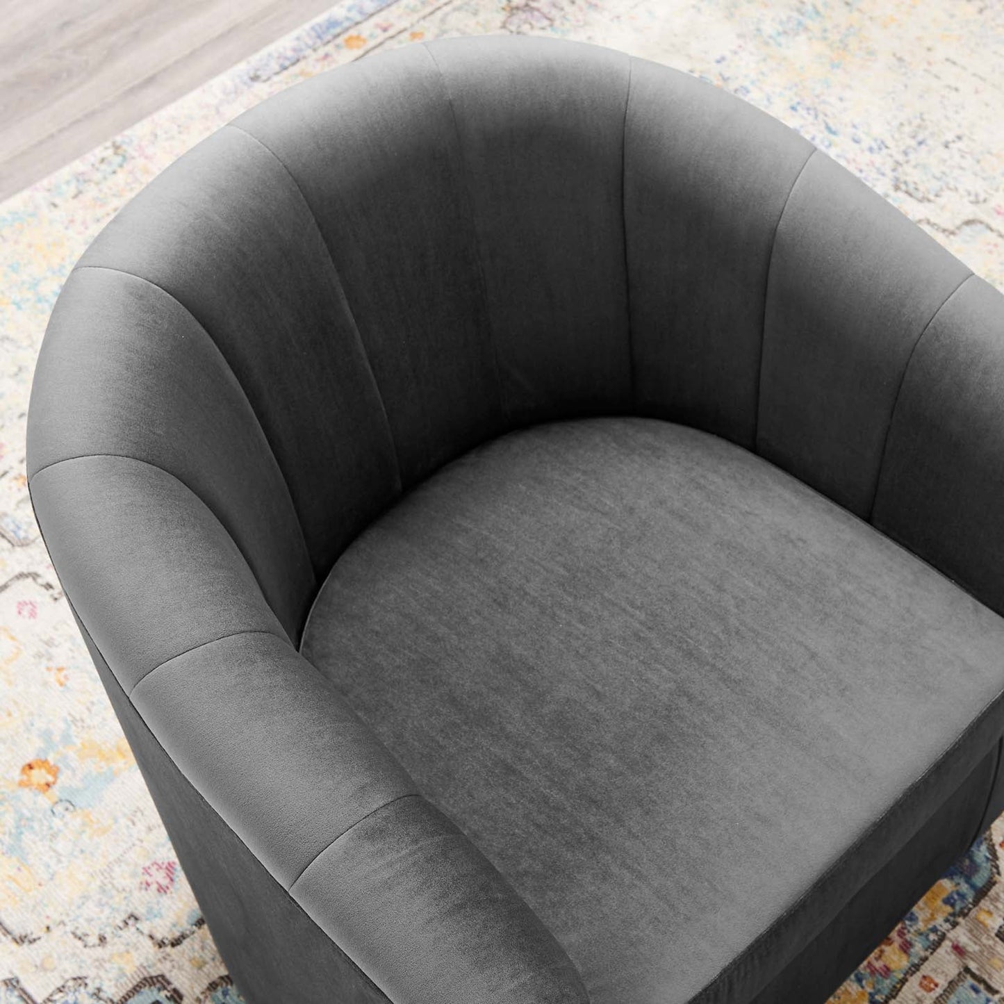 Prospect Performance Velvet Swivel Armchair Charcoal EEI-4139-CHA