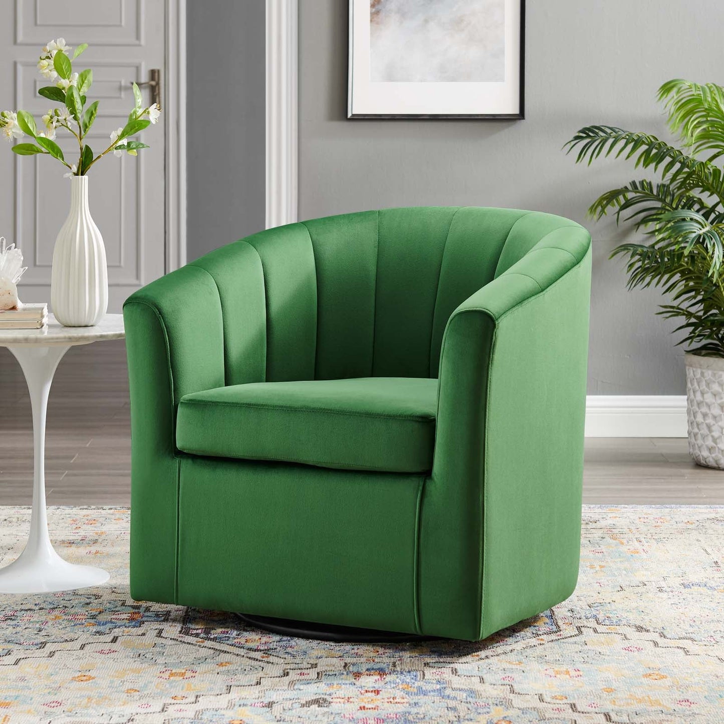 Prospect Performance Velvet Swivel Armchair Emerald EEI-4139-EME