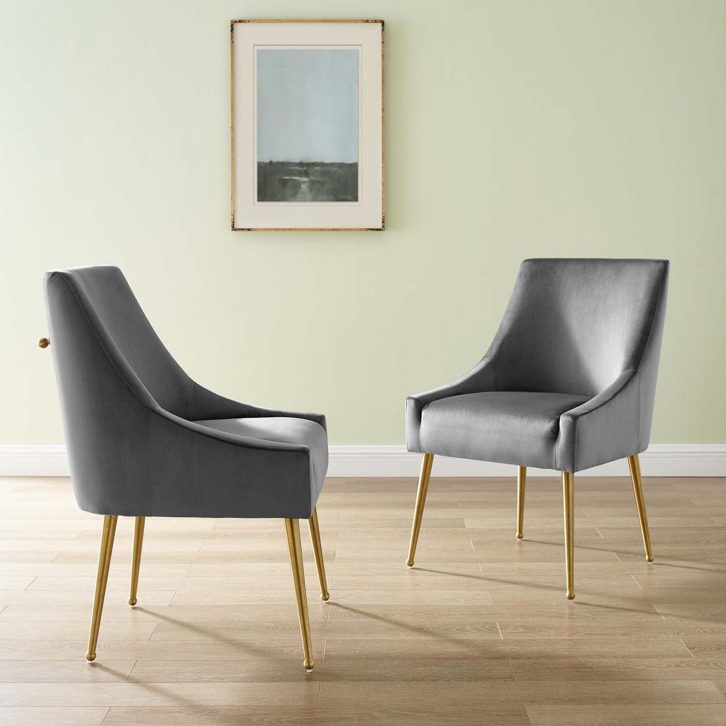 Discern Upholstered Performance Velvet Dining Chair Set of 2 Gray EEI-4148-GRY