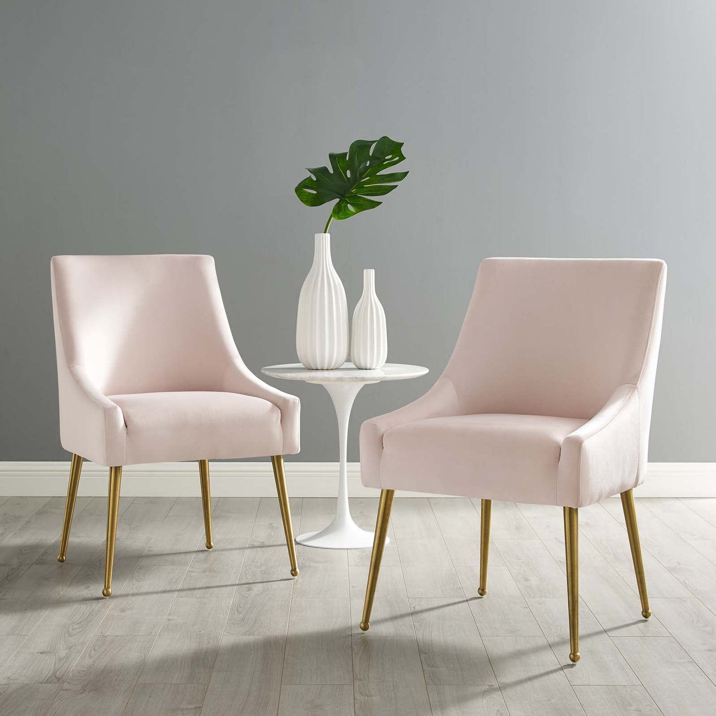 Discern Upholstered Performance Velvet Dining Chair Set of 2 Pink EEI-4148-PNK