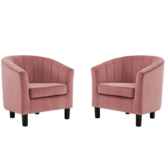 Prospect Channel Tufted Performance Velvet Armchair Set of 2 Dusty Rose EEI-4150-DUS