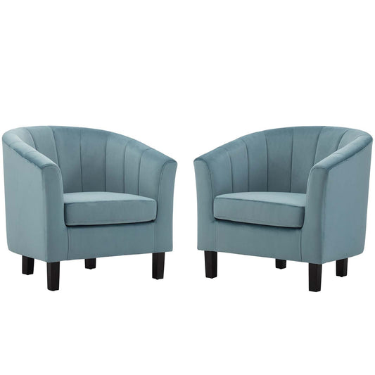 Prospect Channel Tufted Performance Velvet Armchair Set of 2 Light Blue EEI-4150-LBU