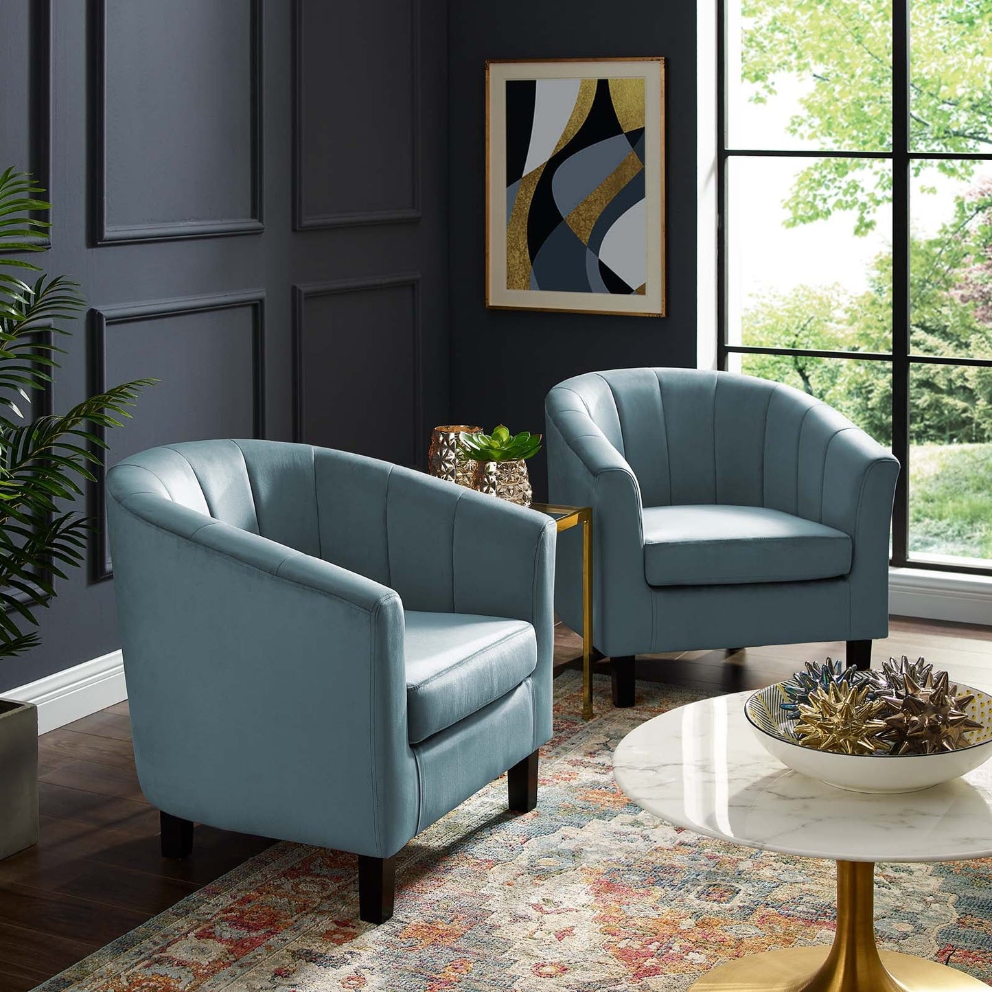 Prospect Channel Tufted Performance Velvet Armchair Set of 2 Light Blue EEI-4150-LBU