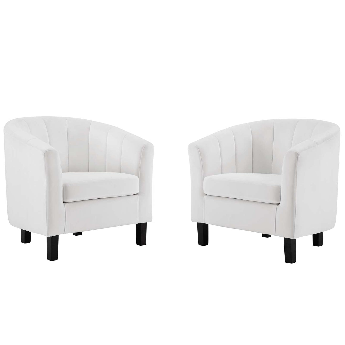 Prospect Channel Tufted Performance Velvet Armchair Set of 2 White EEI-4150-WHI