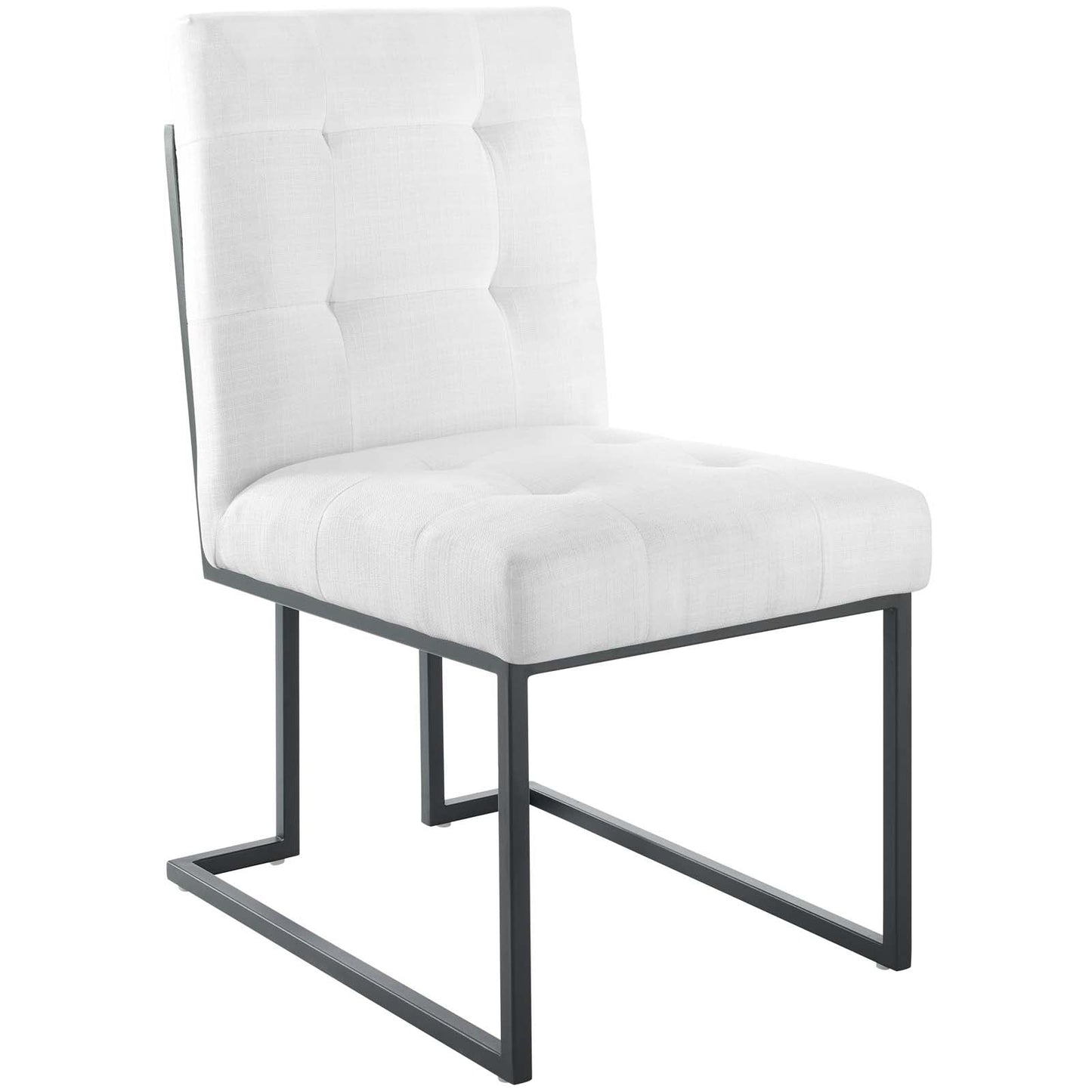 Privy Black Stainless Steel Upholstered Fabric Dining Chair Set of 2 Black White EEI-4153-BLK-WHI