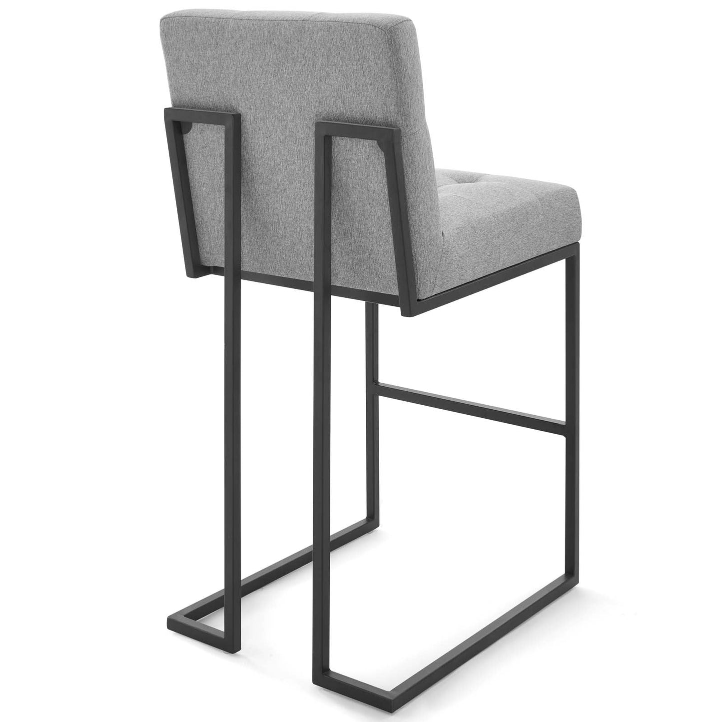 Privy Black Stainless Steel Upholstered Fabric Bar Stool Set of 2 Black Light Gray EEI-4159-BLK-LGR