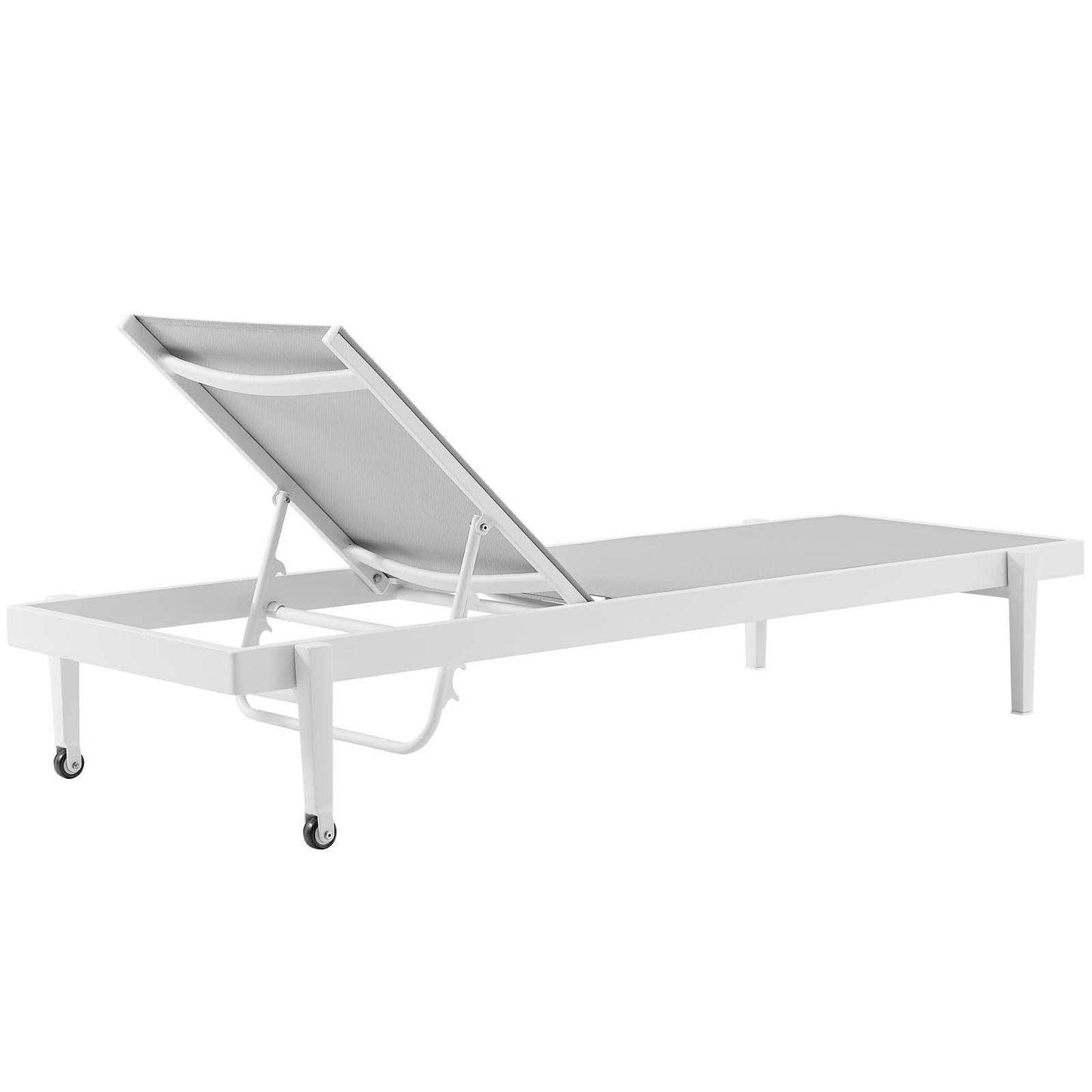 Charleston Outdoor Patio Aluminum Chaise Lounge Chair Set of 4 White Gray EEI-4205-WHI-GRY