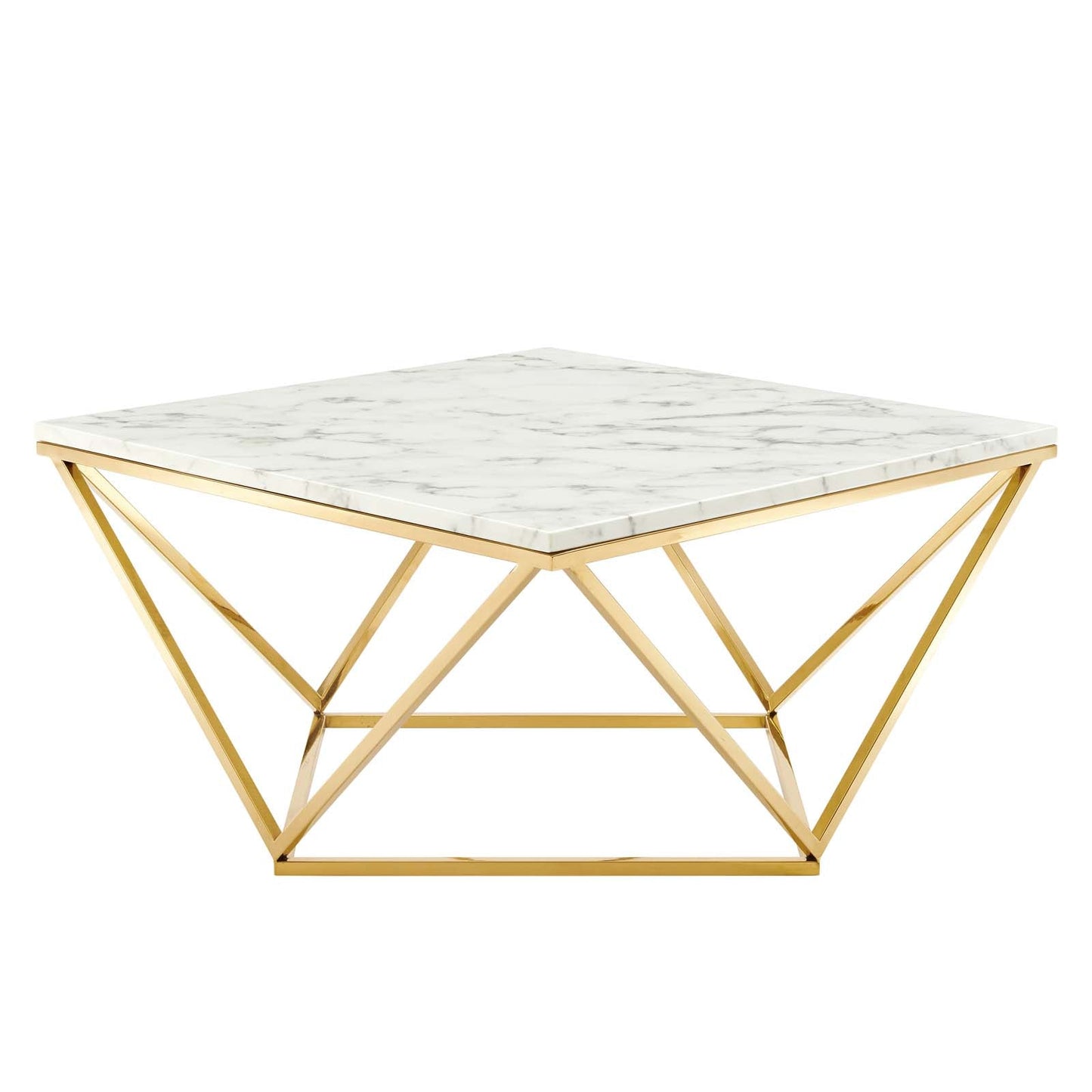 Vertex Gold Metal Stainless Steel Coffee Table Gold White EEI-4207-GLD-WHI