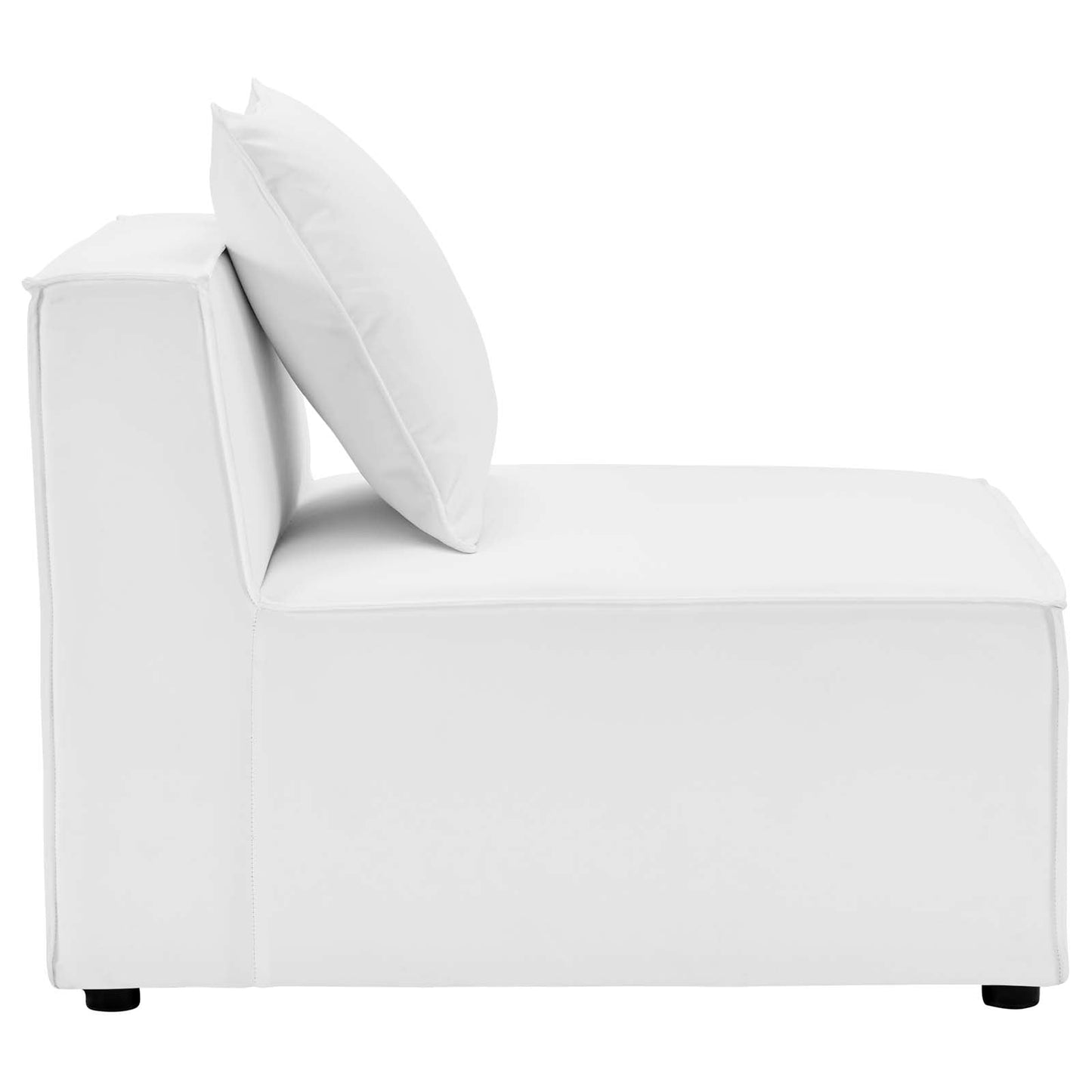 Saybrook Outdoor Patio Upholstered Sectional Sofa Armless Chair White EEI-4209-WHI