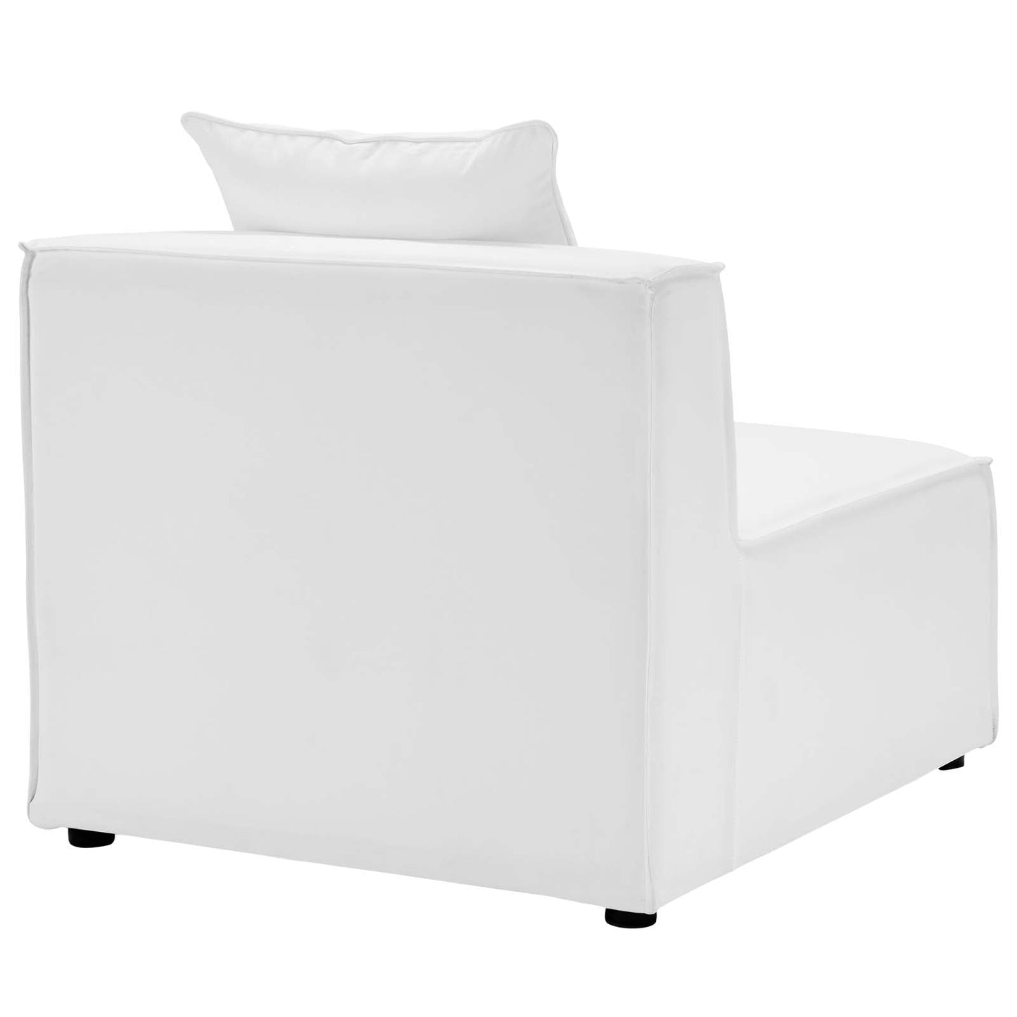 Saybrook Outdoor Patio Upholstered Sectional Sofa Armless Chair White EEI-4209-WHI