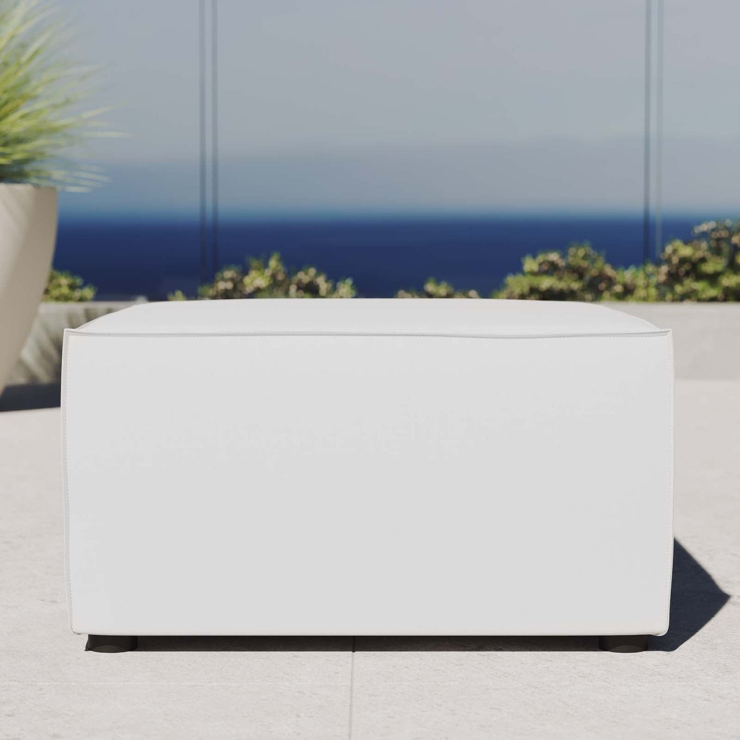 Saybrook Outdoor Patio Upholstered Sectional Sofa Ottoman White EEI-4211-WHI