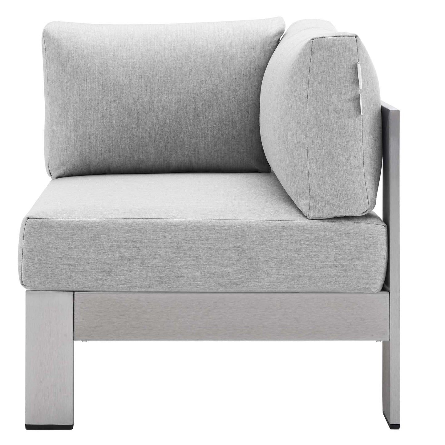 Shore Sunbrella® Fabric Aluminum Outdoor Patio Corner Sofa Silver Gray EEI-4224-SLV-GRY