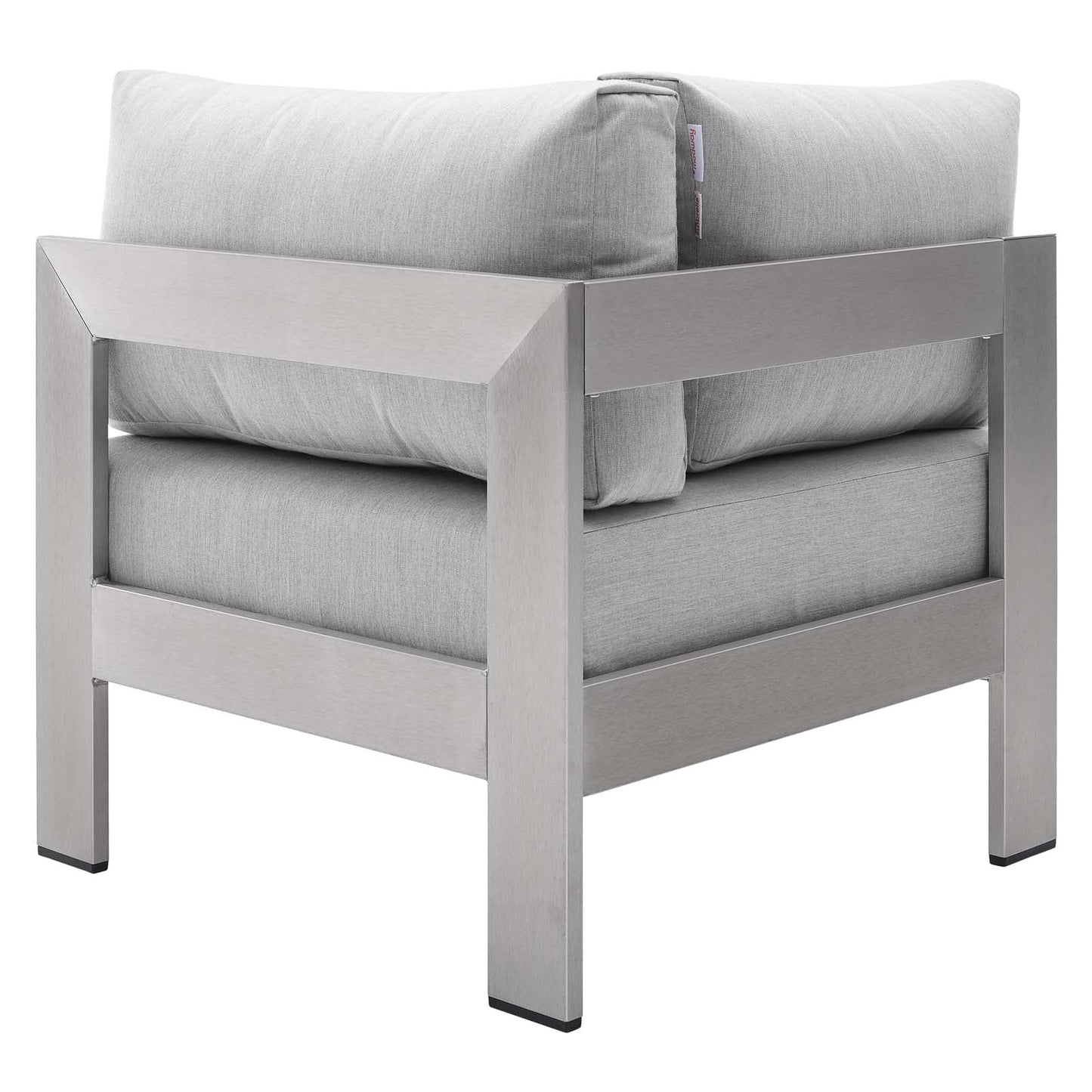 Shore Sunbrella® Fabric Aluminum Outdoor Patio Corner Sofa Silver Gray EEI-4224-SLV-GRY